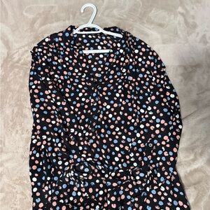 Zac & Rachel Black Blouse with Pink and Blue Dots